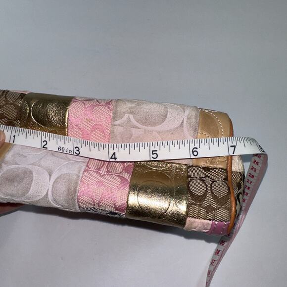 Coach Signature Multicolored Patchwork Pouch Makeup Bag 7 x 4.25 x 3 inches - Picture 5 of 12
